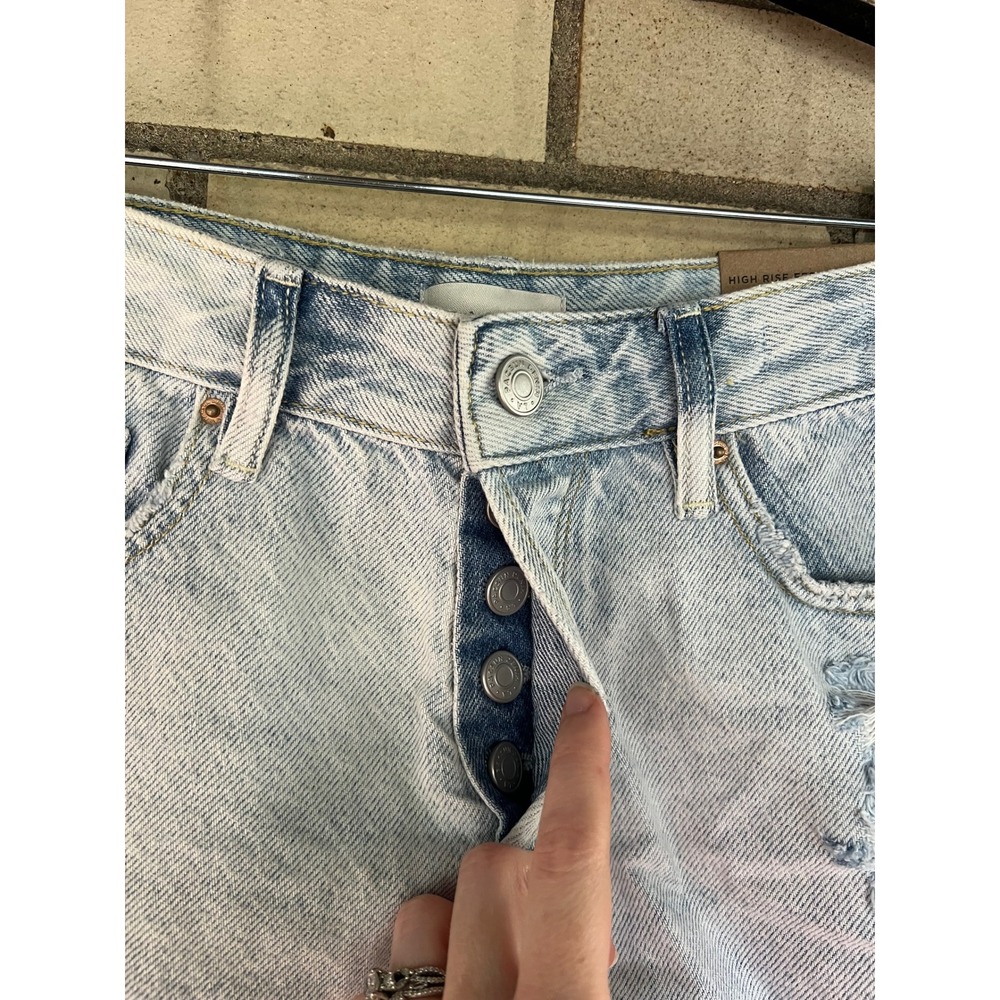 PacSun High Rise Festival Denim Shorts Light Wash Distressed Size 24 NEW - Picture 4 of 6